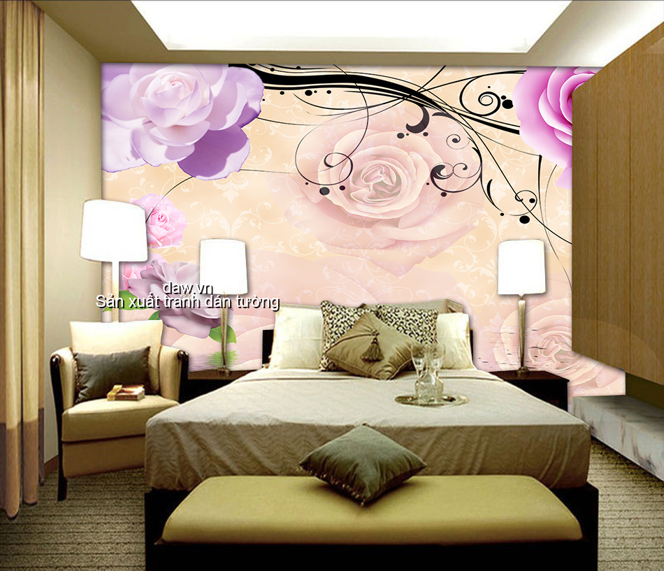Tranh dán tường phòng ngủ, tranh dan tuong phong ngu dep