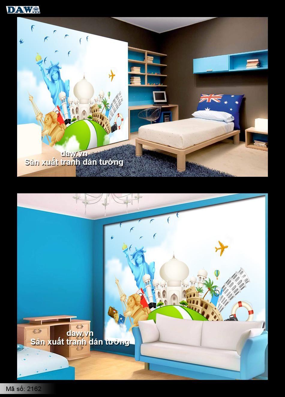 Tranh dán tường 3D trẻ em, phòng ngủ cho bé