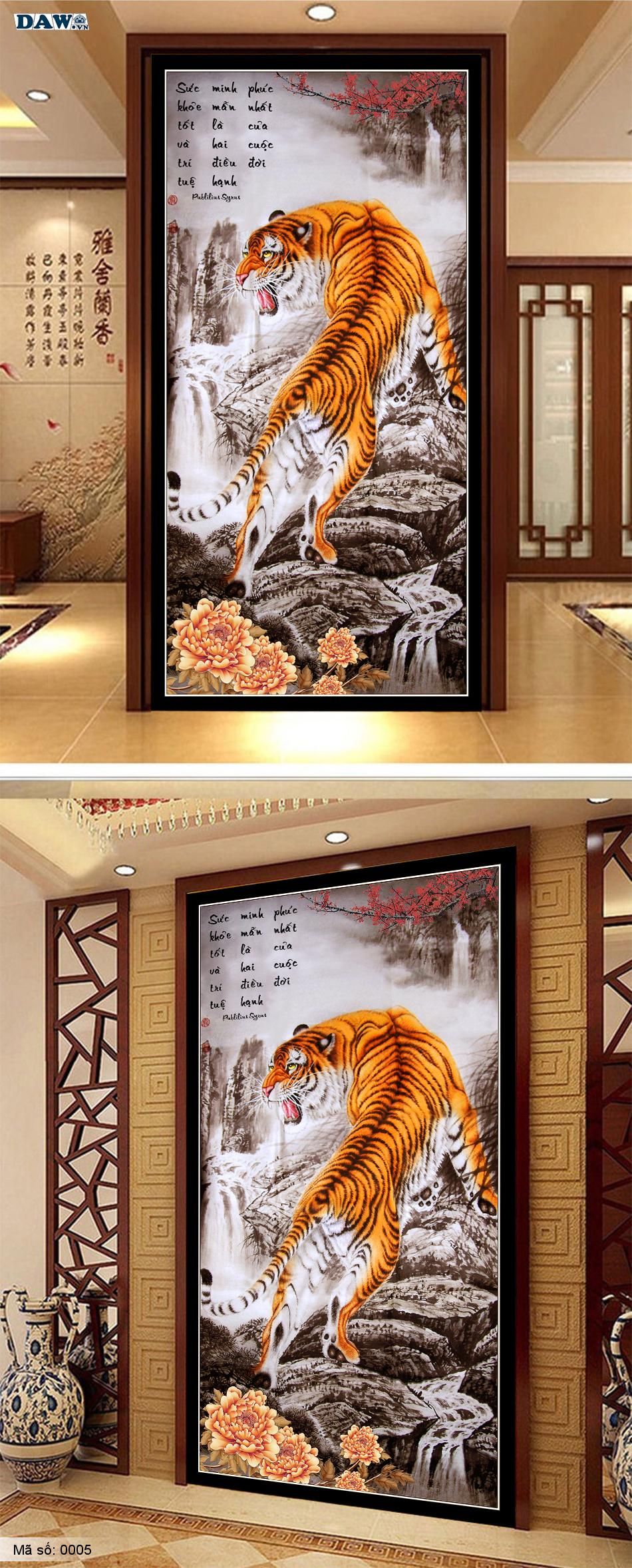 Tranh hổ, tranh dán tường con hổ, tranh vẽ con hổ, chúa sơn lâm, tranh cọp, tranh beo 0005